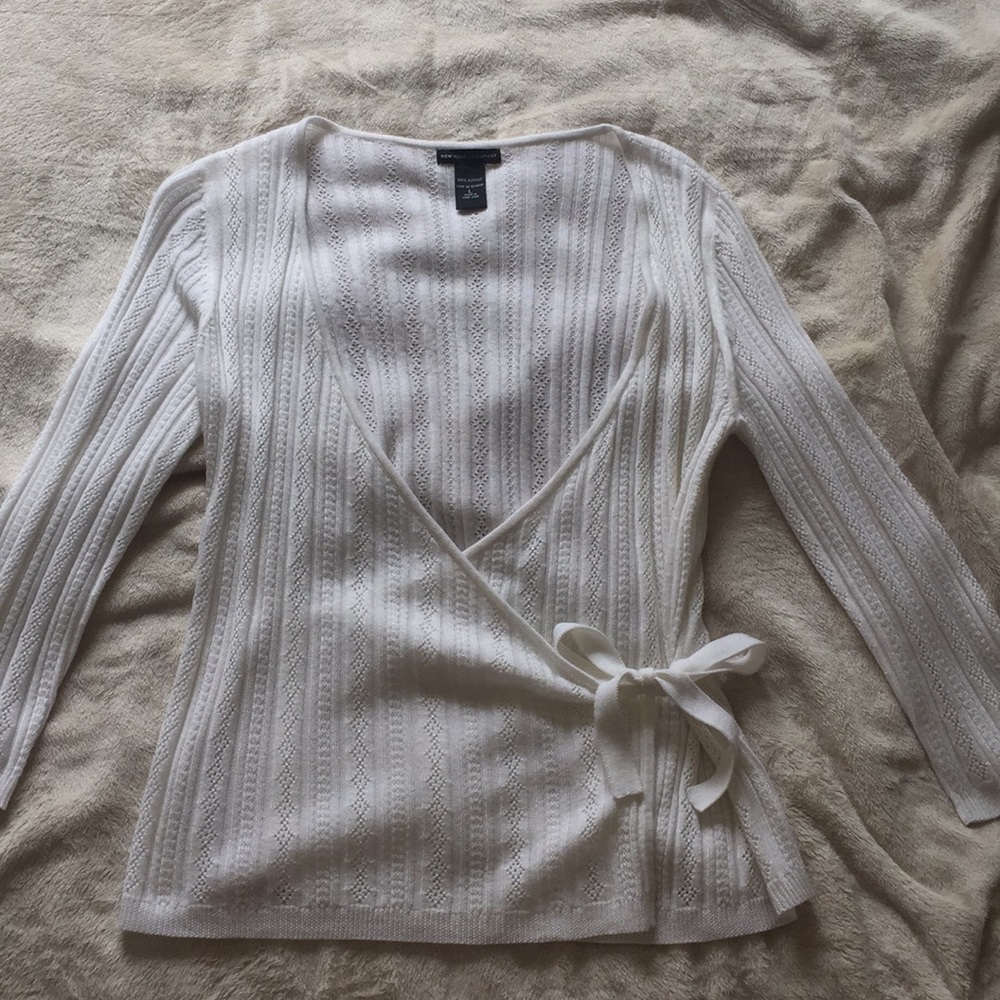 SOLD! White wrap sweater